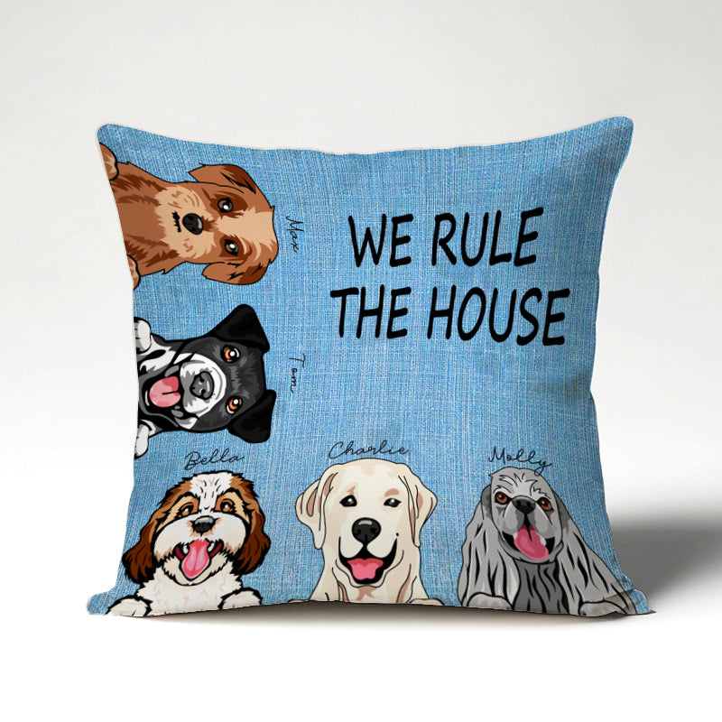 Custom We Rule The House Dog Version- Personalized Custom Pillow - Home Decor, Birthday, Funny, Housewarming Gift For Pet Lovers, Dog Lovers