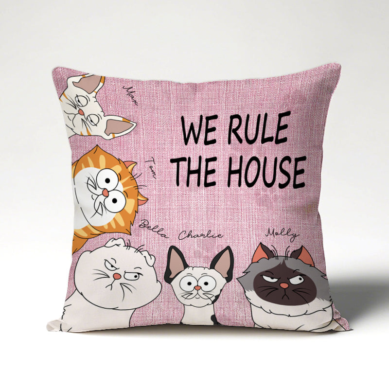 Custom We Rule The House Cat Version- Personalized Custom Pillow - Home Decor, Birthday, Funny, Housewarming Gift For Pet Lovers, Cat Lovers