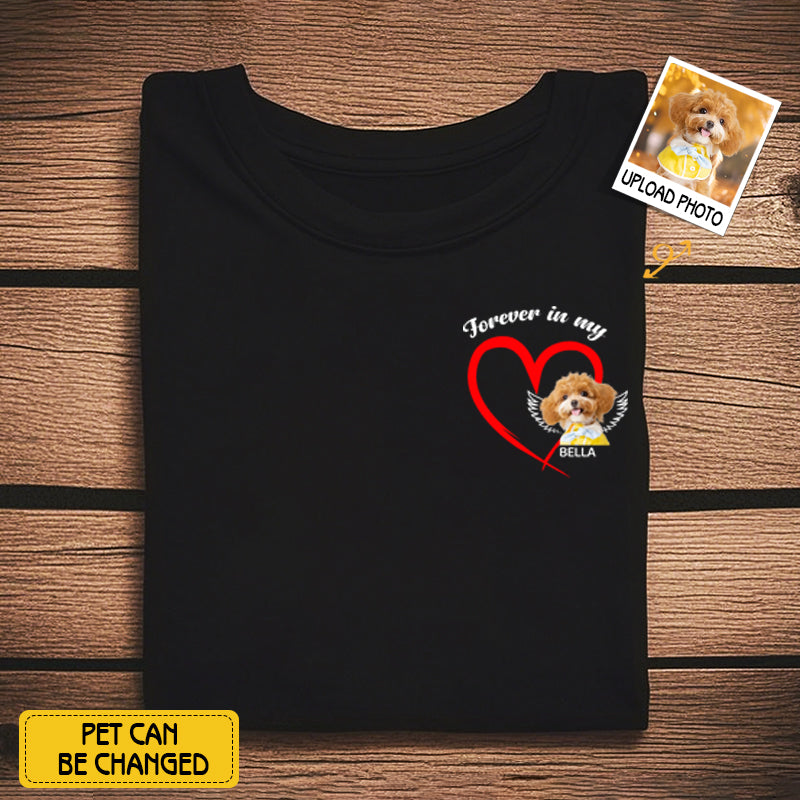 Personalized “Forever in My Heart” Pet Photo T-Shirt – Custom Gift for Dog & Cat Lovers