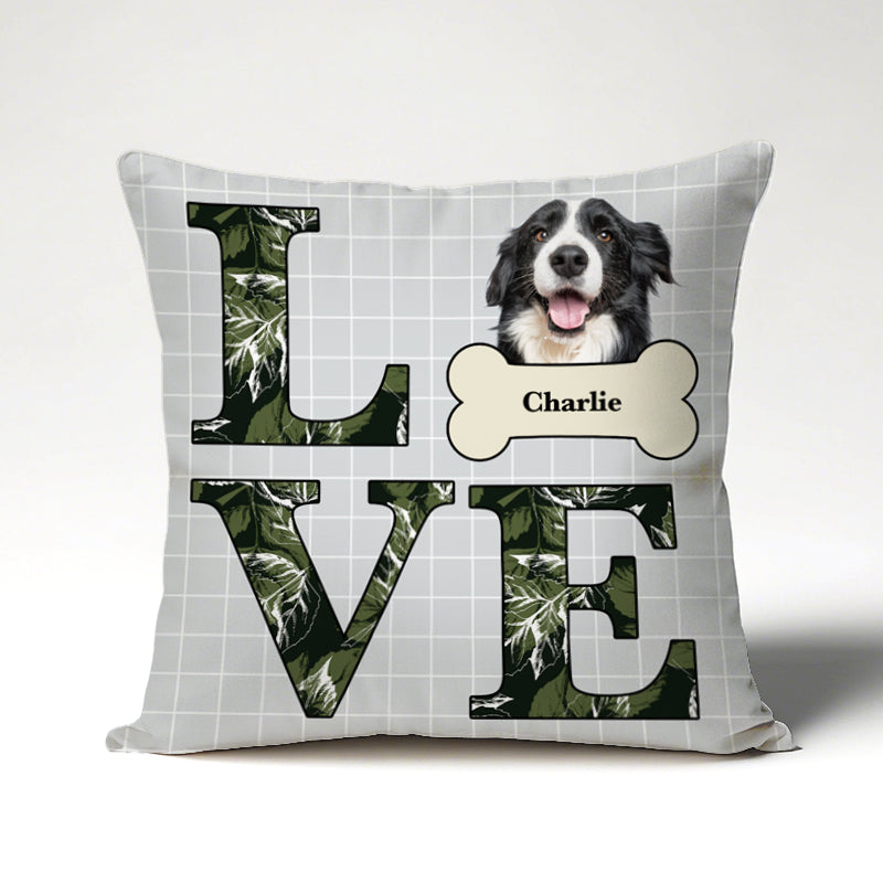 Love Dog – Personalized Clipart or Photo Pillow, Gift for Pet Lovers & Dog Lovers