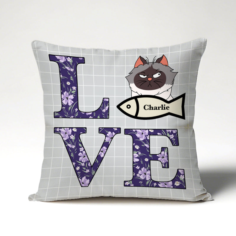 Love Cat – Personalized Pet Photo or Cartoon Pillow, Gift for Pet Lovers & Cat Lovers