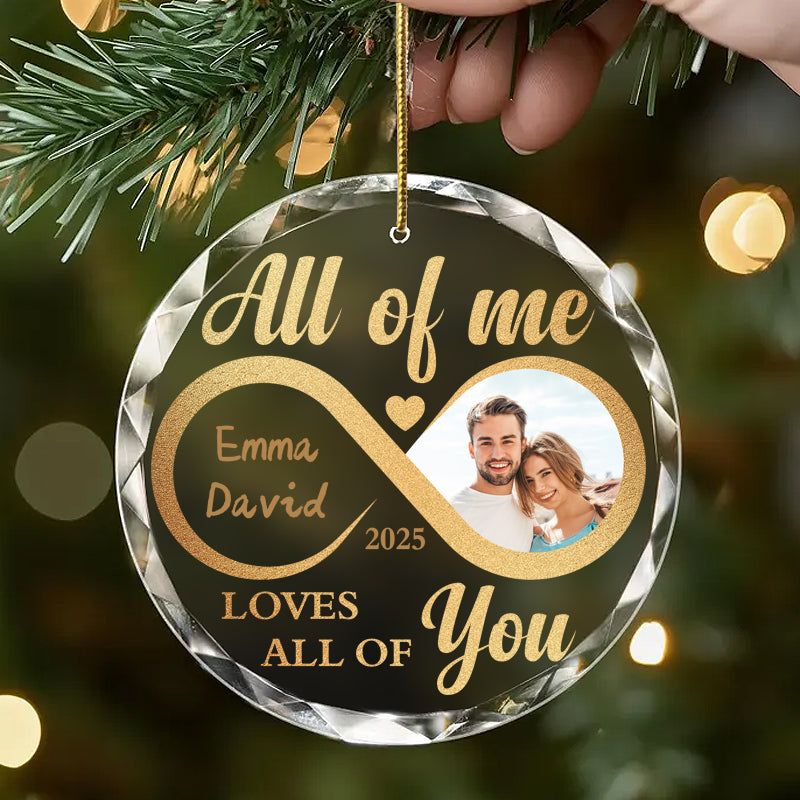 Personalized Couple Infinity Ornament – Custom Glass Keepsake with Photo, Names & Date – Romantic Gift for Anniversary, Wedding, or First Christmas