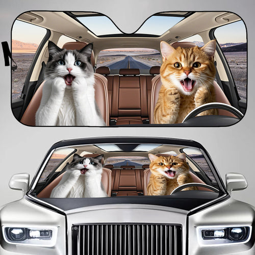 Custom Photo Have Fun Together - Pet Personalized Custom Auto Windshield Sunshade, Car Window Protector - Gift For Pet Owners, Pet Lovers