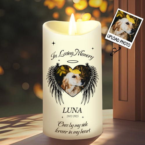 Custom Photo In Loving Memory -Memorial Personalized Custom LED Candle - Sympathy Gift For Pet Owners, Pet Lovers