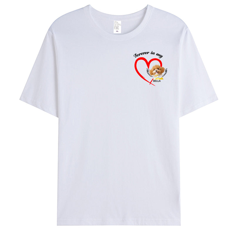 Personalized “Forever in My Heart” Pet Photo T-Shirt – Custom Gift for Dog & Cat Lovers
