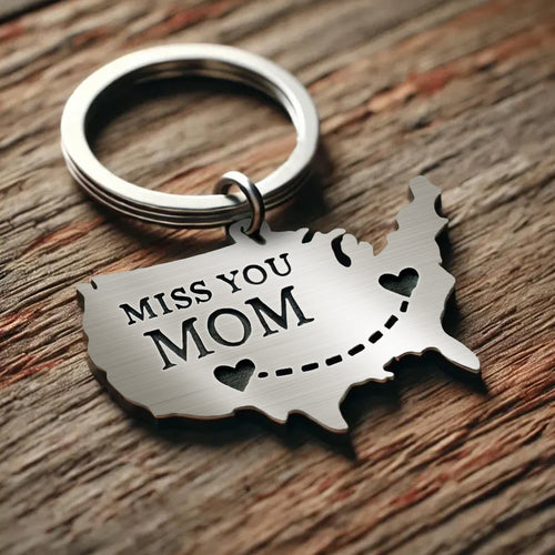 Custom Miss You Keychain – Personalized Keepsake Gift for Couples, Family, and Friends in Long Distance Relationships