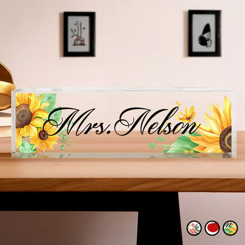 Custom Teacher Desk Name Plate – Personalized Acrylic Name Sign for Back to School, Teacher Appreciation & New Job Gifts