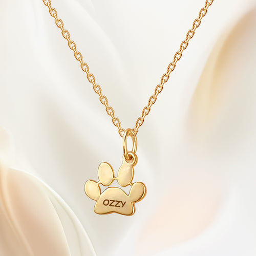 Custom Paw Charm Necklace โ Personalized Pet Name Charms โ Gift for Pet Lovers