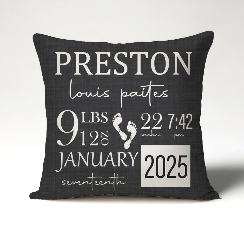 Custom Baby Birth Stats Pillow – Personalized Name Pillow – Newborn Keepsake, Nursery Decor, Baby Shower Gift