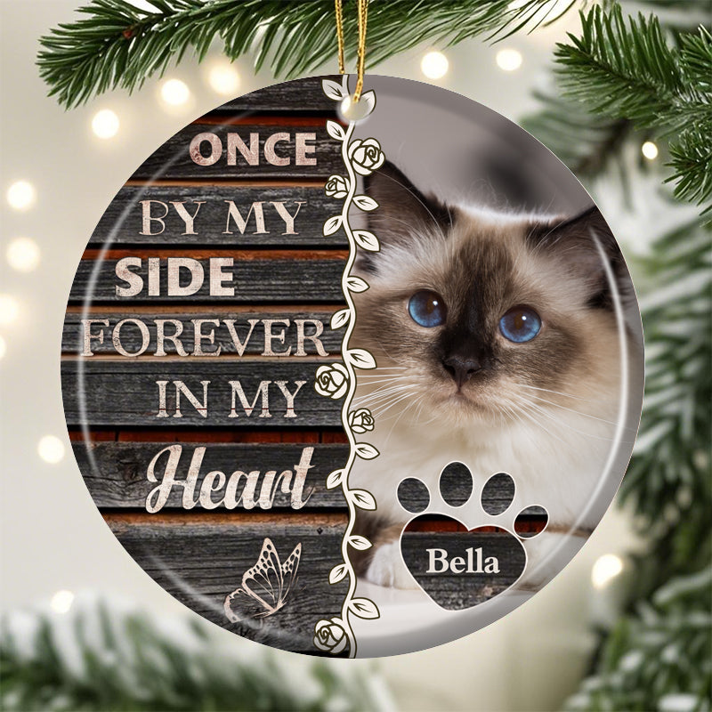 Custom Photo Those We Love Don't Go Away-Ceramic Round Shaped-Sympathy Gift For Pet Owners, Pet Lovers