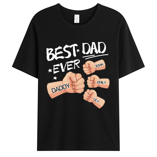 Best Dad Grandpa Ever Fist Bump - Family Personalized Custom Unisex T-shirt - Gift For Dad, Grandpa