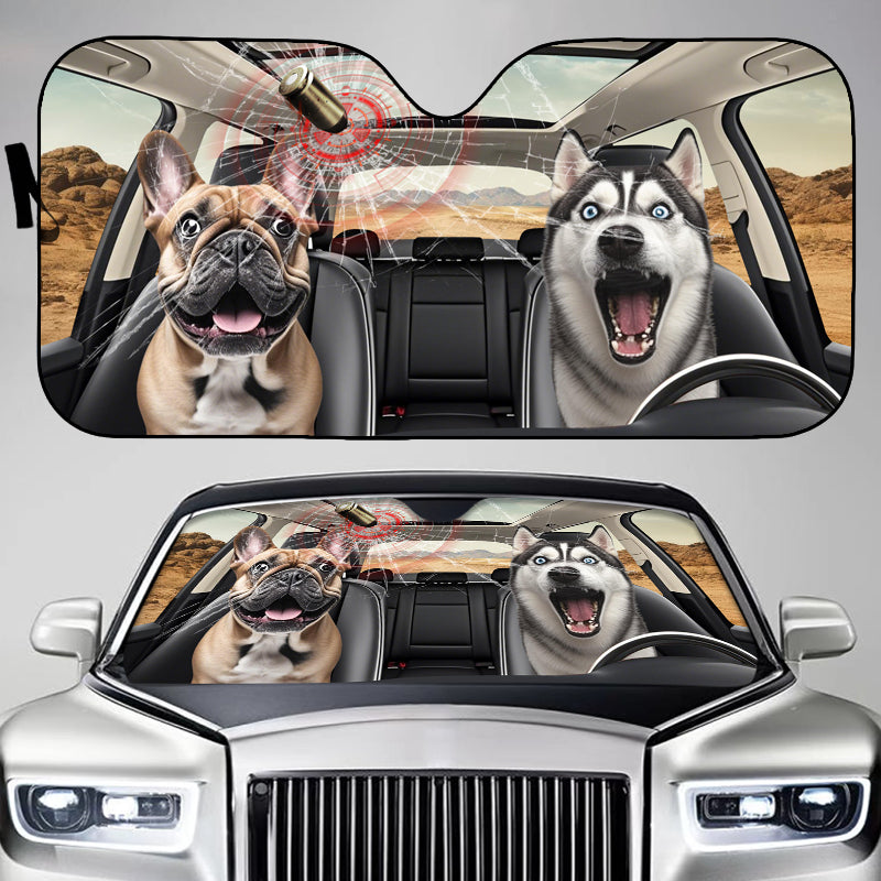 Custom Photo Have Fun Together - Dog/Cat Personalized Custom Auto Windshield Sunshade, Car Window Protector - Gift For Pet Owners, Pet Lovers