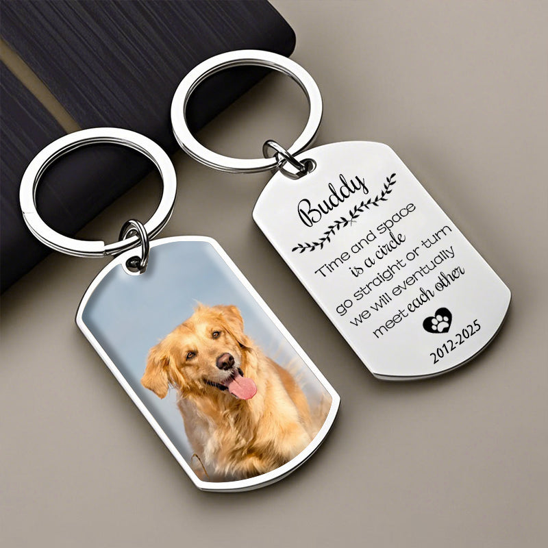 Custom Photo Time And Space Is A Circle-Memorial Personalized Custom Keychain - Sympathy Gift For Pet Owners, Pet Lovers