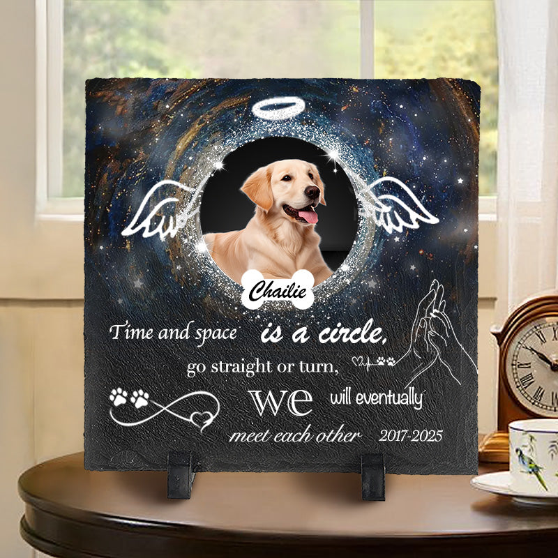 Custom Photo Although I Can No Longer Play With You - Pet Memorial Square-shaped Stone Custom - Sympathy Gift For Pet Owners, Pet Lovers