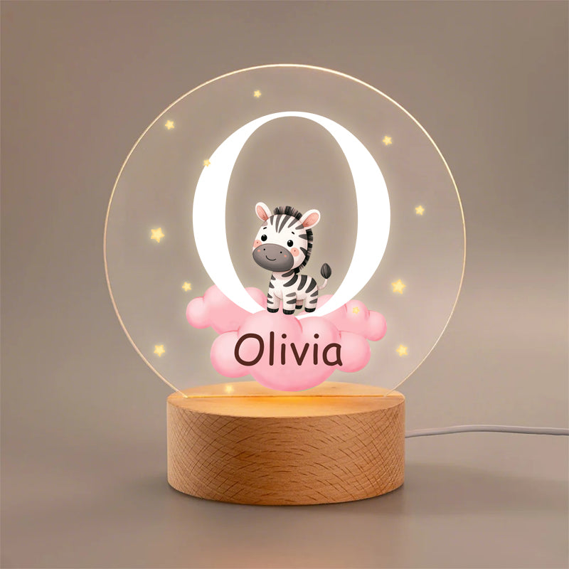 Personalized Baby Night Light with Animal Design – Custom Name & Initial – Unique Gift for Baby Showers & Newborns
