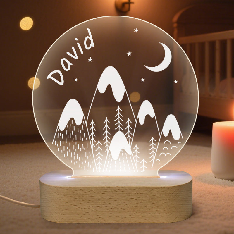 Personalized Round Baby Night Light – Custom Name Keepsake Lamp with Dreamy Background – Gift for Baby Showers, Newborns, or Nursery Decor