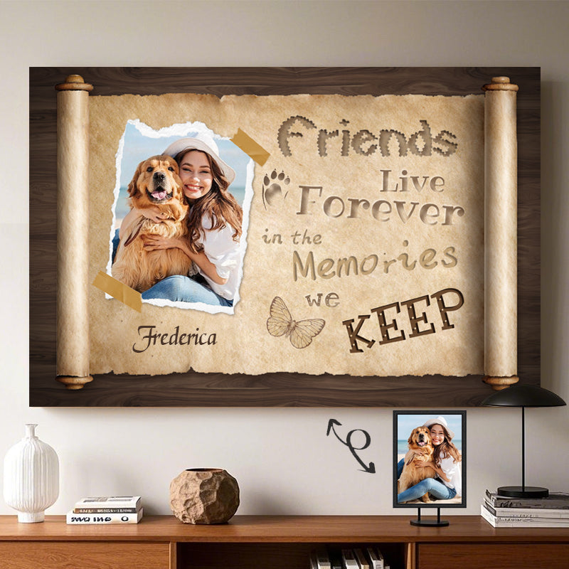 Custom Photo Friends Live Forever- Pets Personalized Custom Horizontal Poster/Canvas - Sympathy Gift For Pet Owners, Pet Lovers