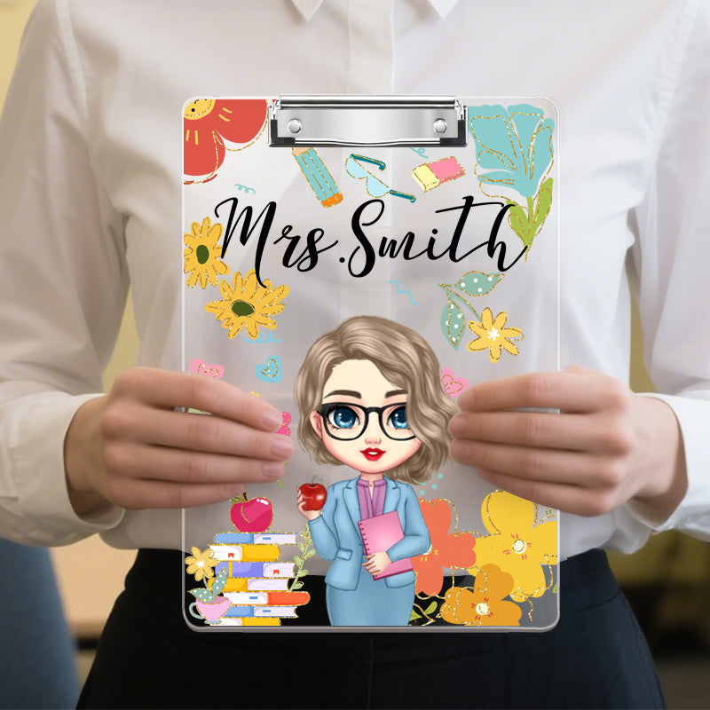 Custom Teacher Clipboard – Personalized Acrylic Clipboard with Name, Gift for Teachers and Classroom Use
