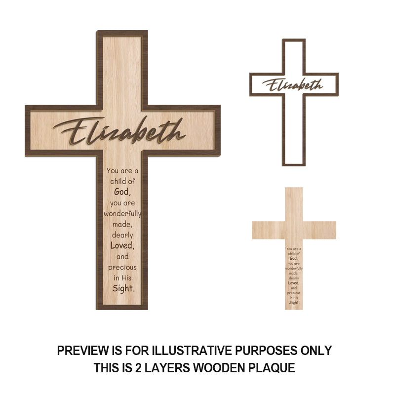 Personalized Wooden Cross Keepsake – Custom Name & Scripture Quote – Faith Gift for Baptism, Christening, or Baby’s Room Decor