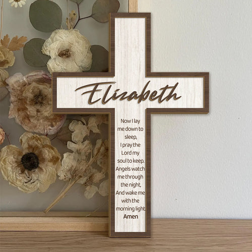 Personalized Wooden Cross Keepsake – Custom Name & Scripture Quote – Faith Gift for Baptism, Christening, or Baby’s Room Decor
