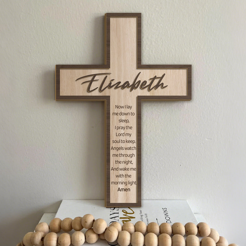 Personalized Wooden Cross Keepsake – Custom Name & Scripture Quote – Faith Gift for Baptism, Christening, or Baby’s Room Decor