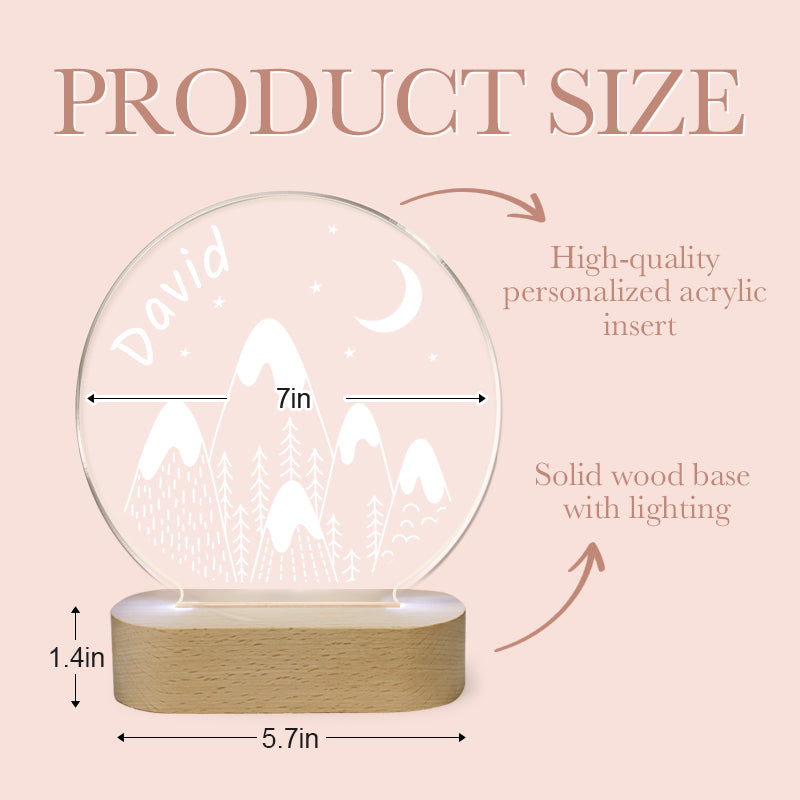 Personalized Round Baby Night Light – Custom Name Keepsake Lamp with Dreamy Background – Gift for Baby Showers, Newborns, or Nursery Decor
