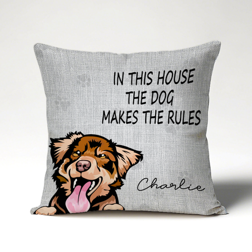 Custom We Rule The House Dog Version- Personalized Custom Pillow - Home Decor, Birthday, Funny, Housewarming Gift For Pet Lovers, Dog Lovers