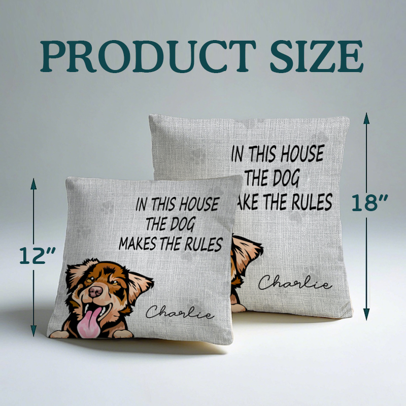 Custom We Rule The House Dog Version- Personalized Custom Pillow - Home Decor, Birthday, Funny, Housewarming Gift For Pet Lovers, Dog Lovers