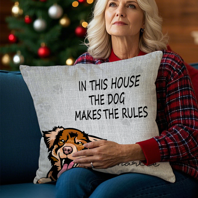 Custom We Rule The House Dog Version- Personalized Custom Pillow - Home Decor, Birthday, Funny, Housewarming Gift For Pet Lovers, Dog Lovers