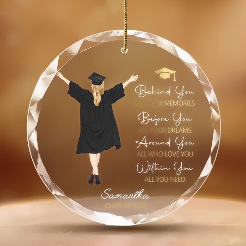 Personalized Graduation Ornament – Custom Silhouette Glass Keepsake with Name & Year – Inspirational Gift for Graduate, Parents, or Teachers