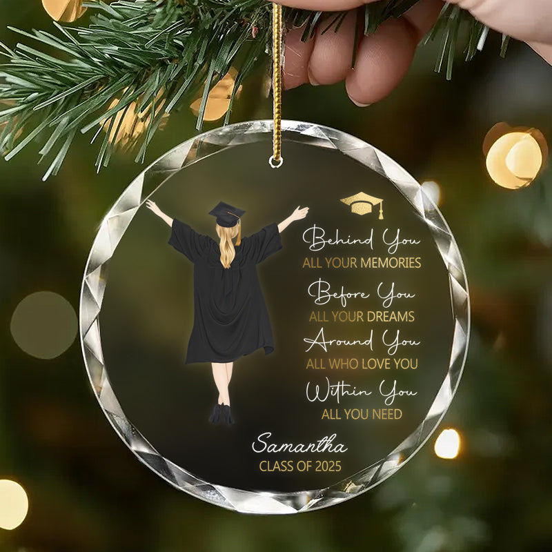 Personalized Graduation Ornament – Custom Silhouette Glass Keepsake with Name & Year – Inspirational Gift for Graduate, Parents, or Teachers