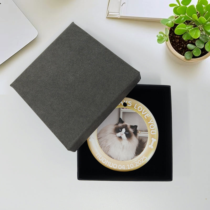 Custom Photo Those We Love Don't Go Away-Ceramic Round Shaped-Sympathy Gift For Pet Owners, Pet Lovers