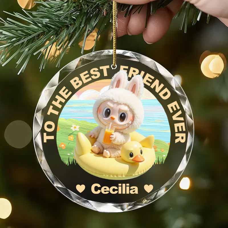 Custom Personalized “Whimsical Forest Friend” Round Glass Ornament – Unique Gift for Best Friends, Soulmates and Fantasy Lovers