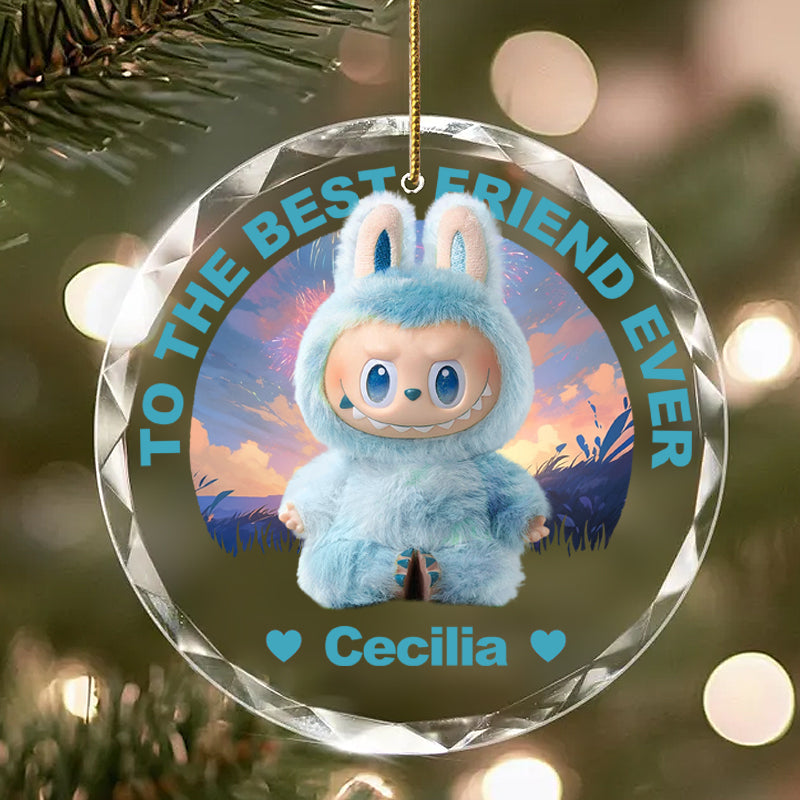 Custom Personalized “Whimsical Forest Friend” Round Glass Ornament – Unique Gift for Best Friends, Soulmates and Fantasy Lovers