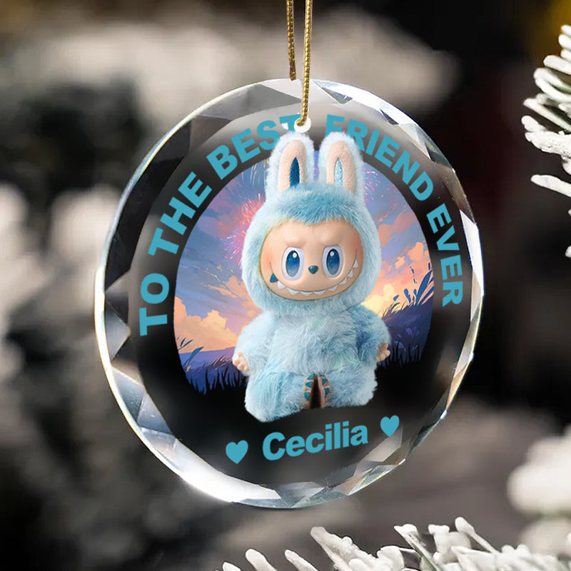 Custom Personalized “Whimsical Forest Friend” Round Glass Ornament – Unique Gift for Best Friends, Soulmates and Fantasy Lovers