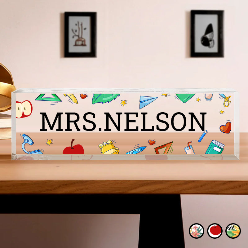 Custom Teacher Desk Name Plate – Personalized Acrylic Name Sign for Back to School, Teacher Appreciation & New Job Gifts