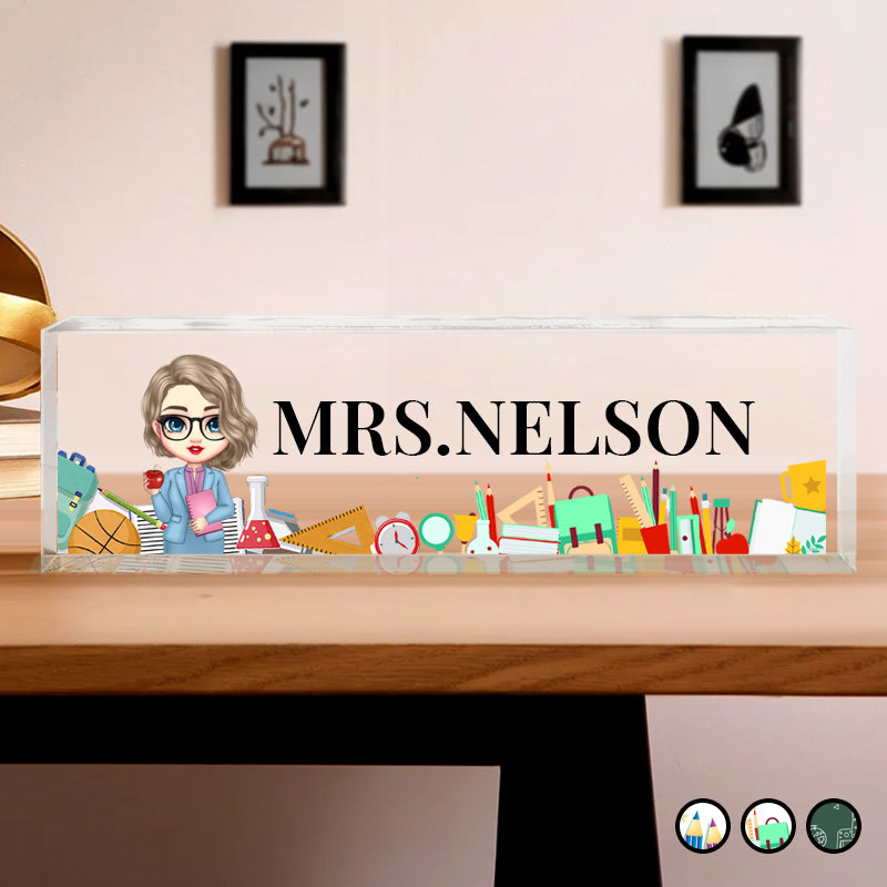 Custom Teacher Desk Name Plate – Personalized Acrylic Name Sign for Back to School, New Job Gifts& Teacher Appreciation
