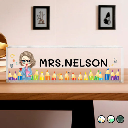 Custom Teacher Desk Name Plate – Personalized Acrylic Name Sign for Back to School, New Job Gifts& Teacher Appreciation