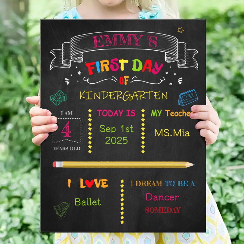 Custom Back to School Sign – Personalized Wooden Chalkboard for First Day Milestones, Gift for Kids