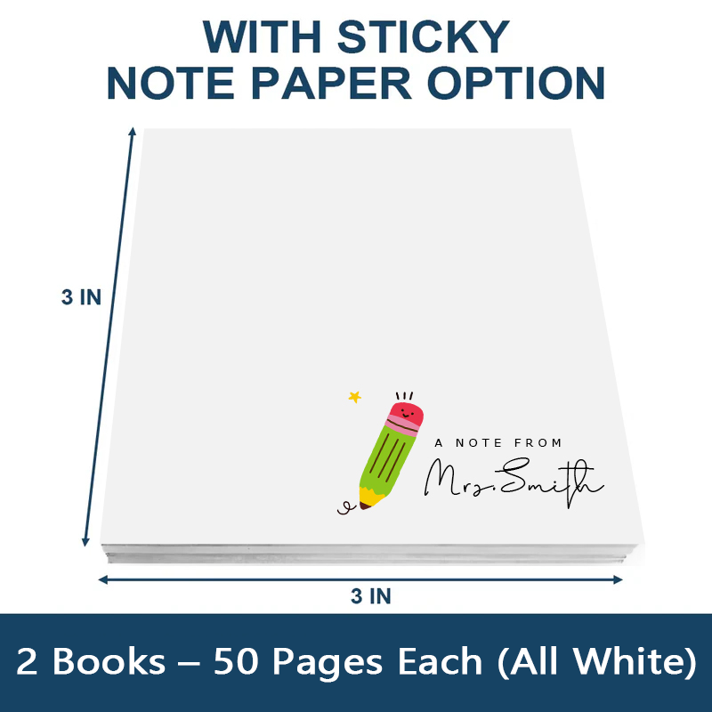 Personalized Sticky Note Holder Set – Includes Custom Name Notes & Matching Pen – Ideal Gift for Teachers
