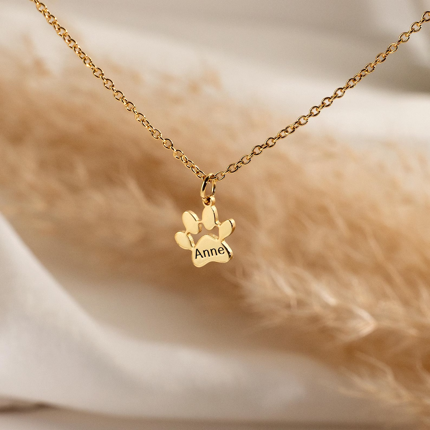 Custom Paw Charm Necklace โ Personalized Pet Name Charms โ Gift for Pet Lovers