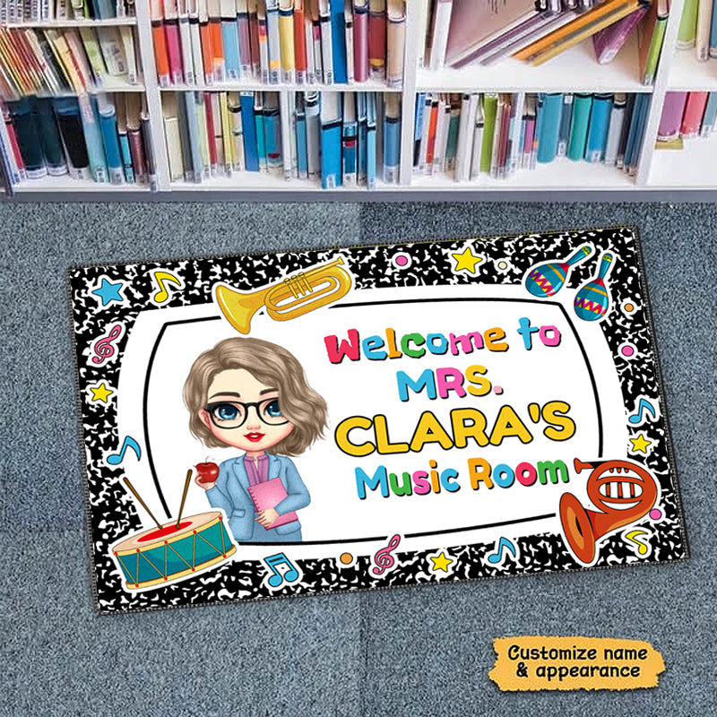 Custom Music Room Doormat – Personalized Name & Character Welcome Mat, Gift for Music Teachers or Music Rooms