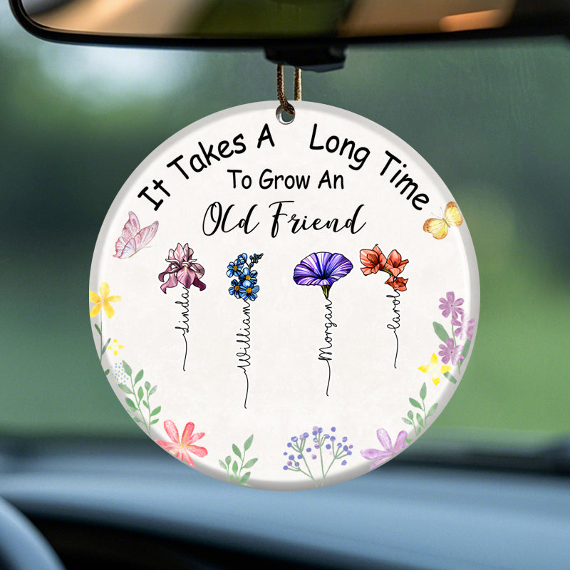 Personalized Floral Friendship Ornament – Custom Ceramic Keepsake with Names & Bloom Design – Gift for Friends & Special Bonds