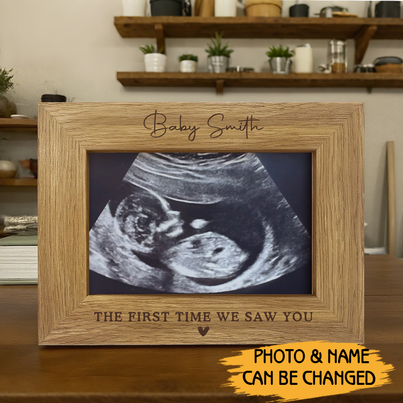 Custom Baby Ultrasound Frame with Printed Photo – Personalized Name & Quote – Gift for Expecting Parents or Baby Shower