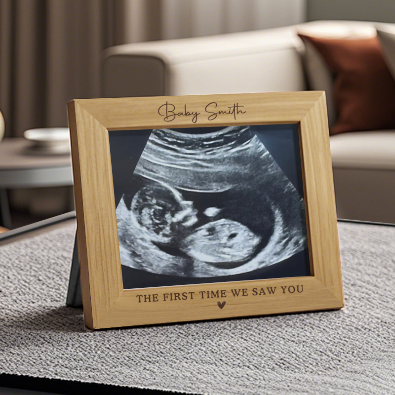 Custom Baby Ultrasound Frame with Printed Photo – Personalized Name & Quote – Gift for Expecting Parents or Baby Shower