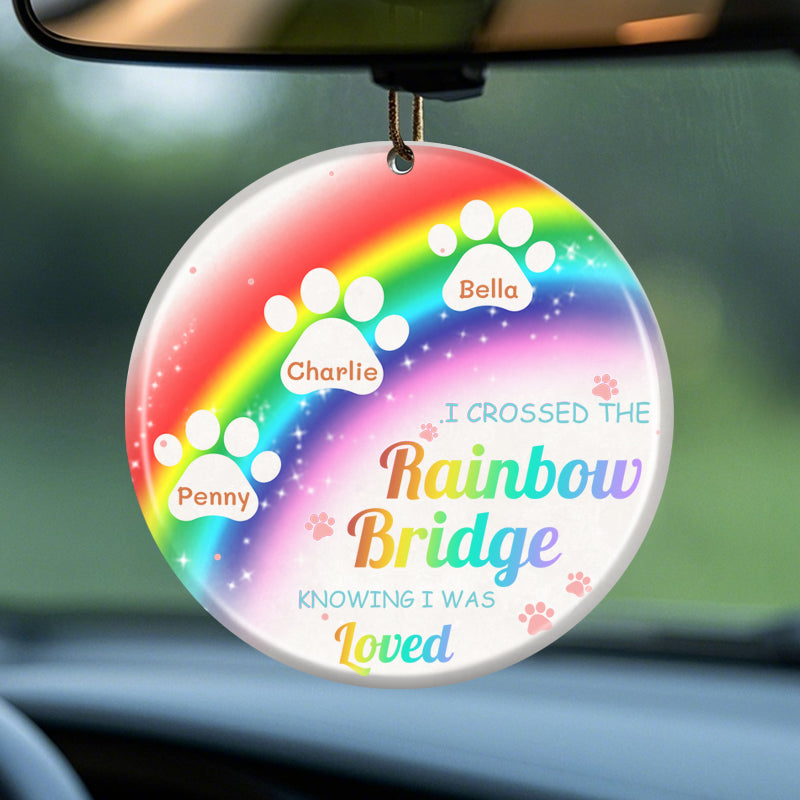 Personalized Rainbow Bridge Ceramic Ornament – Custom Paw Print Keepsake with Name & Quote – Sympathy Gift for Pet Owners, Pet Lovers