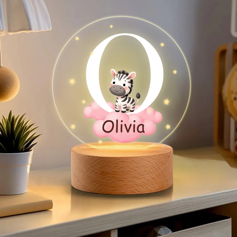 Personalized Baby Night Light with Animal Design – Custom Name & Initial – Unique Gift for Baby Showers & Newborns