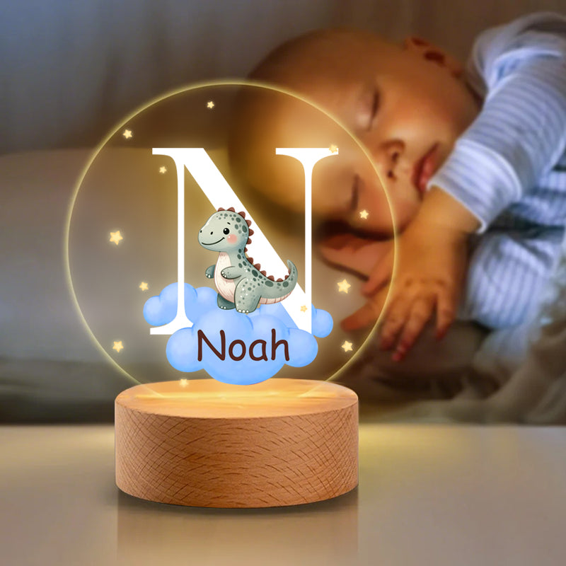 Personalized Baby Night Light with Animal Design – Custom Name & Initial – Unique Gift for Baby Showers & Newborns