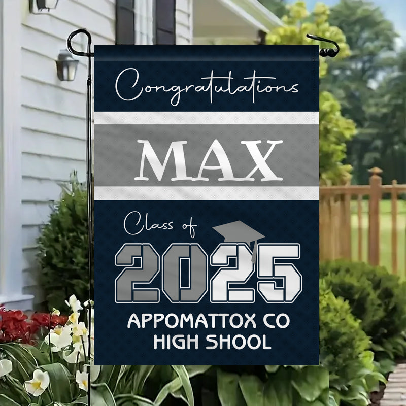 Custom Graduation Flag – Personalized with Name & School | Class of 2025 Gift for Graduate, Son, Daughter or Friend