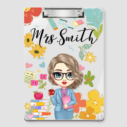 Custom Teacher Clipboard – Personalized Acrylic Clipboard with Name, Gift for Teachers and Classroom Use